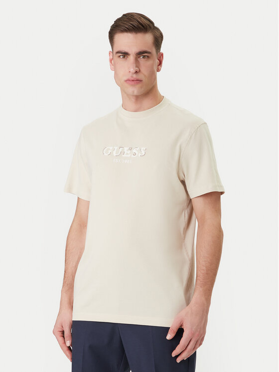 Guess T-Shirt M6GI16 K3032 Beżowy Regular Fit