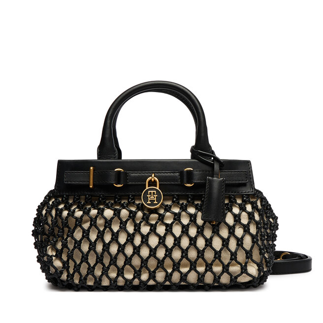Torebka Tommy Hilfiger American Icon Mini Tote Macrame AW0AW18542 Czarny
