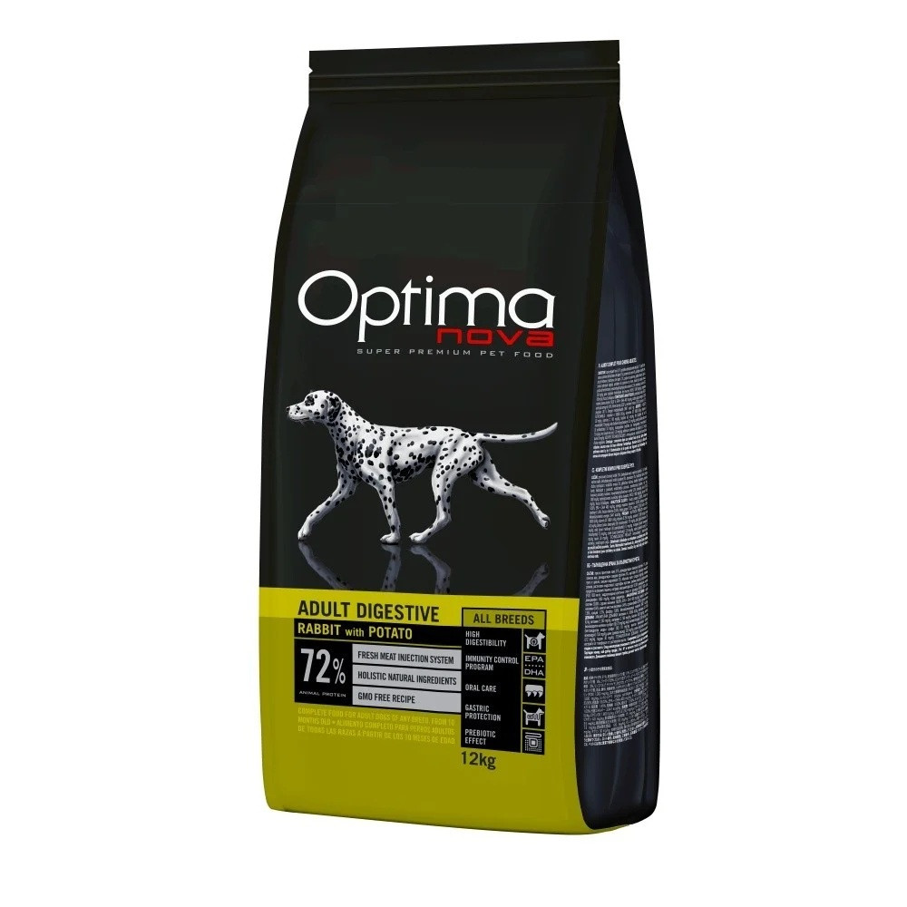 OPTIMANOVA Adult Digestive Rabbit & Potato - sucha karma dla psa - 12kg