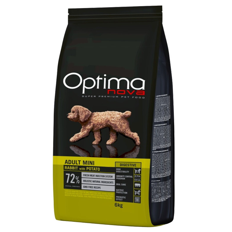 OPTIMANOVA Adult Mini Digestive Rabbit & Potato - sucha karma dla psa - 6kg