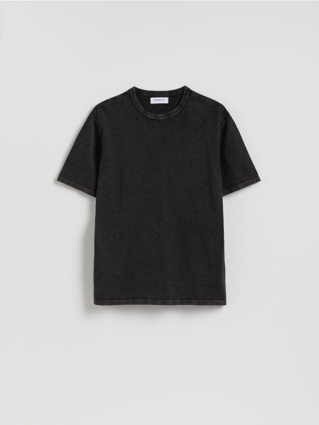 Reserved - Bawełniany sweter z krótkim rękawem - czarny