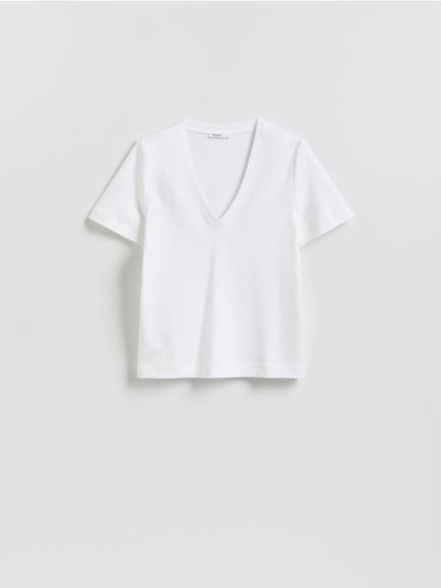 Reserved - Bawełniany t-shirt - biały