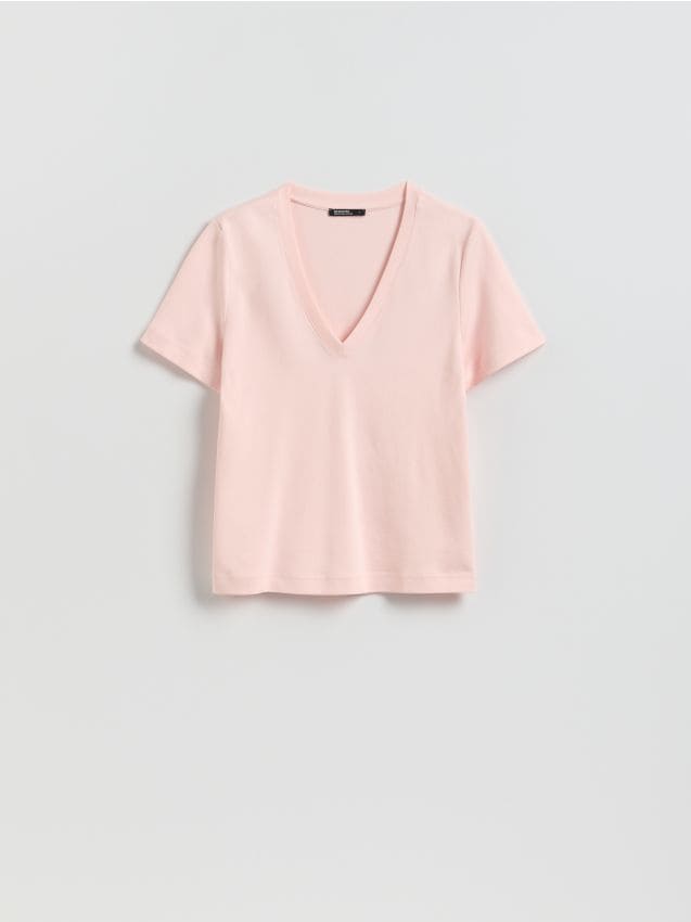 Reserved - Bawełniany t-shirt - pastelowy róż