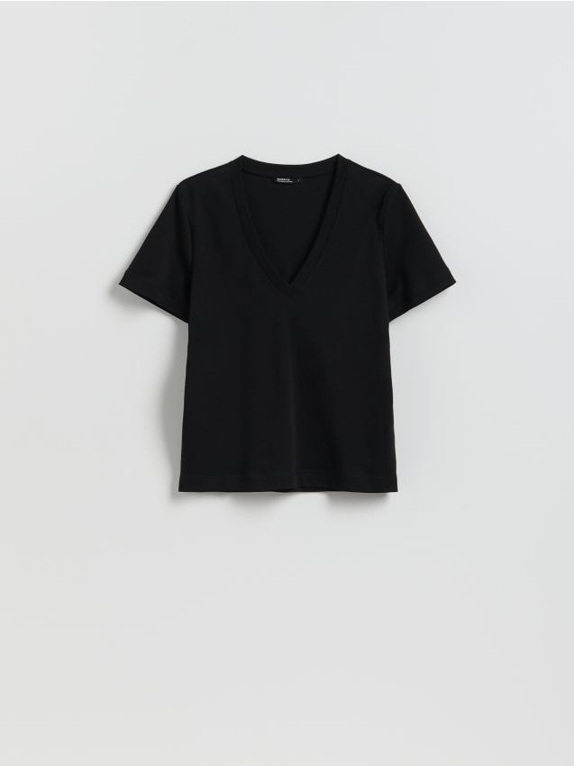 Reserved - Bawełniany t-shirt - czarny
