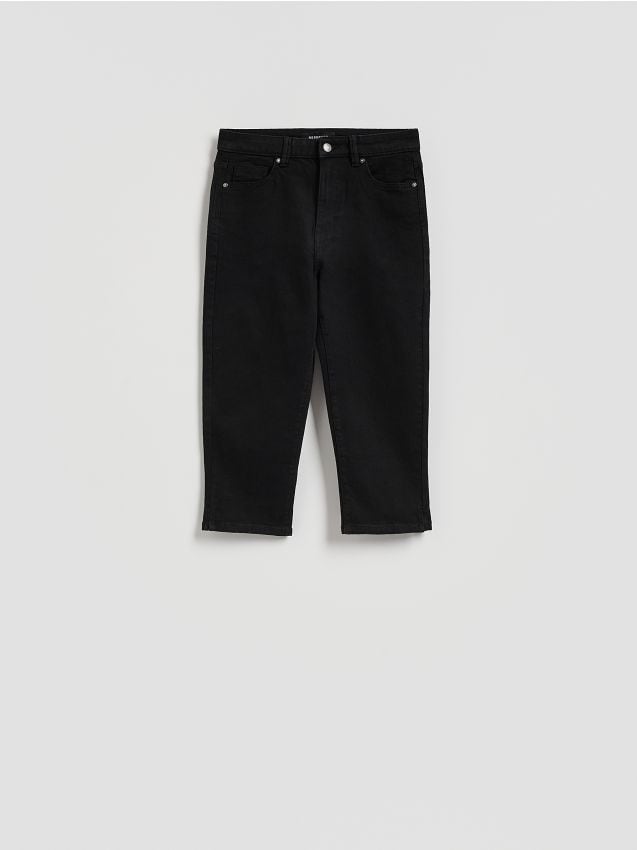 Reserved - Jeansy capri - czarny