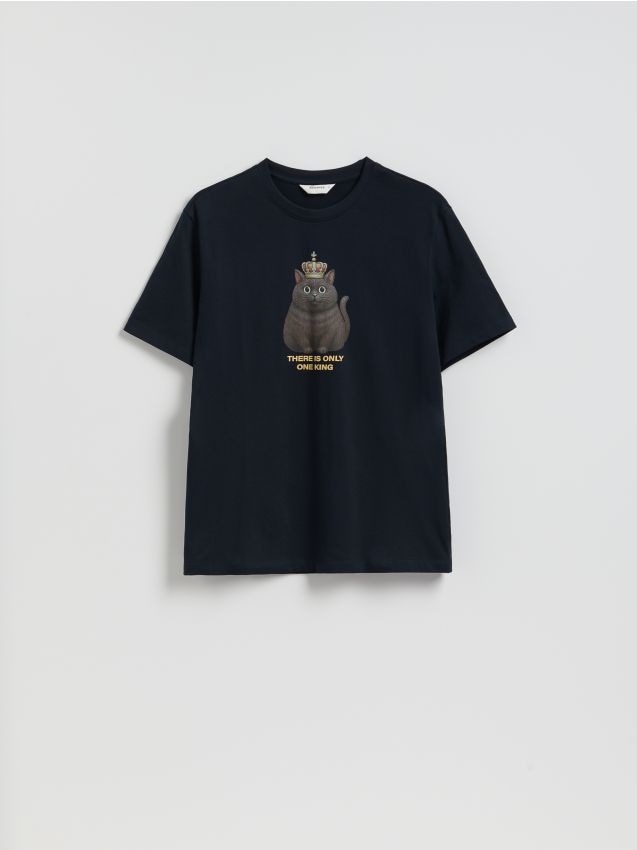 Reserved - T-shirt regular z nadrukiem - szary