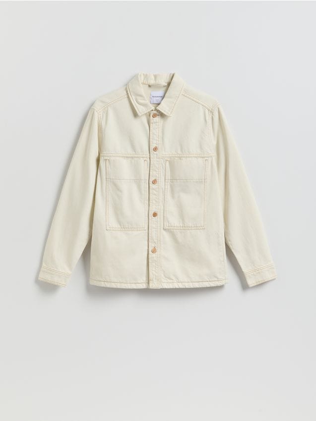 Reserved - Jeansowa koszula comfort fit - złamana biel