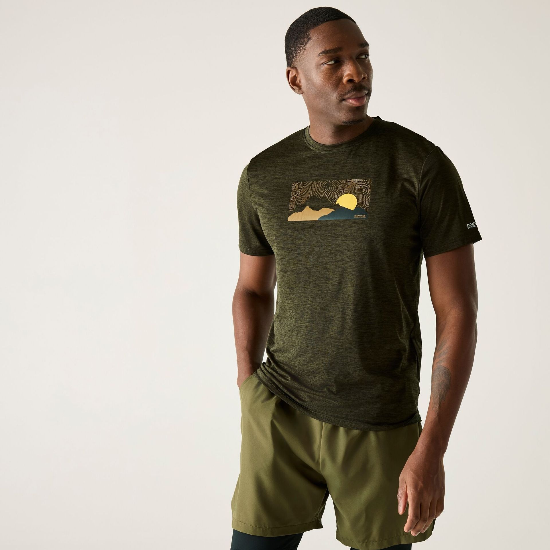 Regatta Koszulka męska Fingal Graphic Zielony, Rozmiar: M