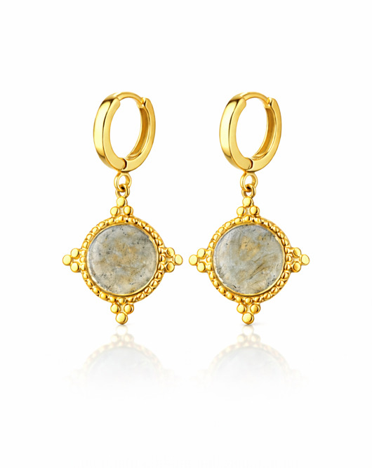 Kolczyki pozłacane ROYALS z labradorytem