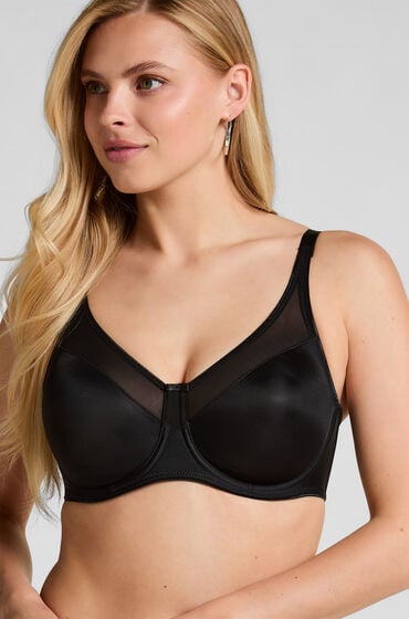 Hunkemöller Nieusztywniany biustonosz minimizer z fiszbinami Nina Czarny