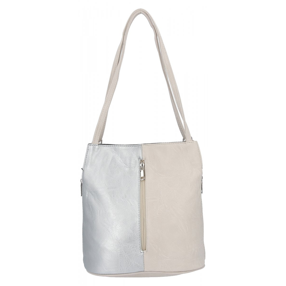 Torebka Damska Vintage z Funkcją Plecaka firmy Hernan HB0212 Srebrna/Beżowa