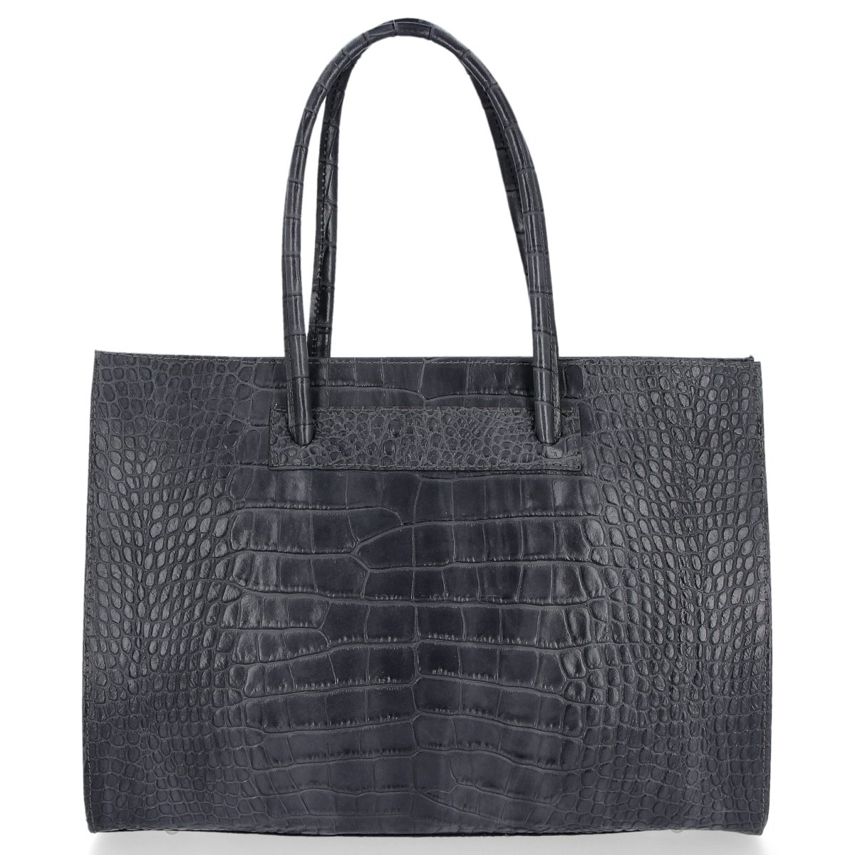 Vittoria Gotti Klasyczne Torebki Skórzane we wzór Aligatora Aktówka A4 Szara