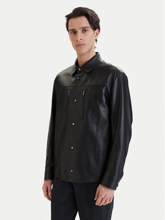 BOSS Kurtka skórzana PS Spirit70 50560422 Czarny Regular Fit