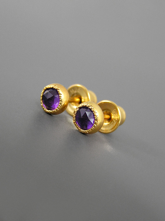 Kolczyki z ametystem, srebro pozłacane