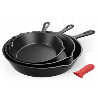Zestaw patelni grillowych KOLER KEM-03 + nakładka silikonowa (4 elementy)