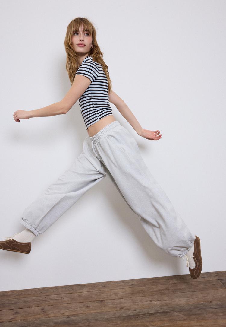 Stradivarius Spodnie jogger balloon volumen Popielaty XXS