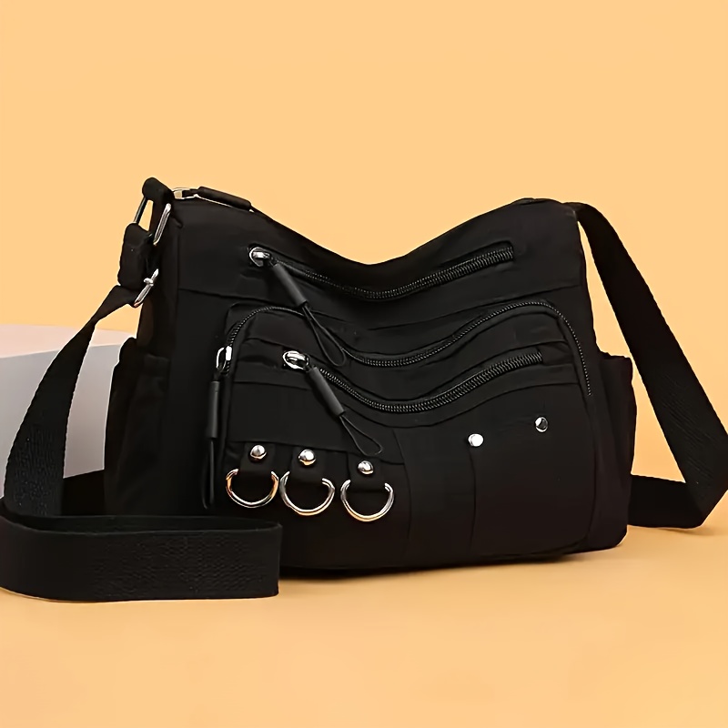 TEMU damska torba crossbody z wieloma kieszeniami na zamek błyskawiczny, z regulowanym paskiem na ramię, idealna na spotkania z przyjaciółkami,