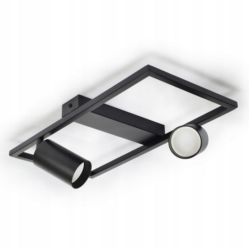 Lampa Sufitowa Natynkowa 2xGU10 LED Spot Czarna Ruchoma Reflektor Ramka