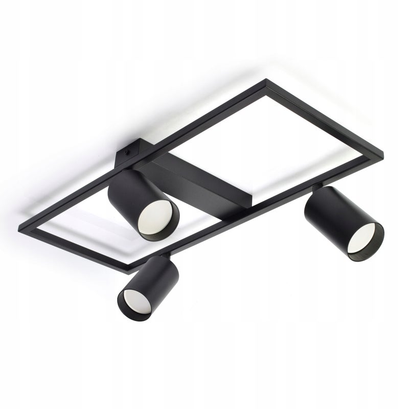 Lampa Sufitowa Natynkowa 3xGU10 LED Spot Czarna Ruchoma Reflektor Ramka