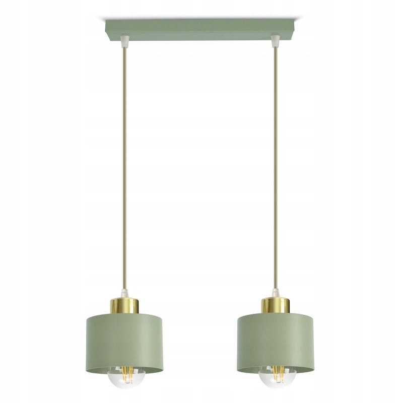 Lampa sufitowa wisząca regulowana podwójna 486-BZ2 szałwia złota LED