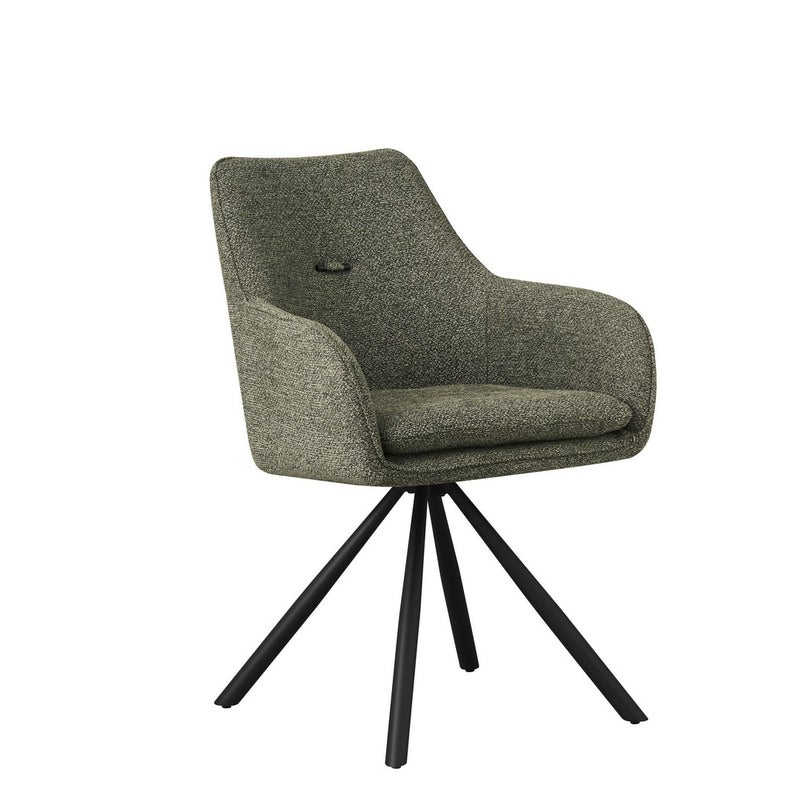 Zestaw 2 obrotowych krzeseł do jadalni z włókna syntetycznego, kolor zielony