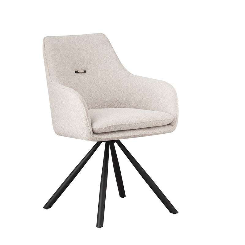 Zestaw 2 obrotowych krzeseł do jadalni z włókna syntetycznego, beżowy