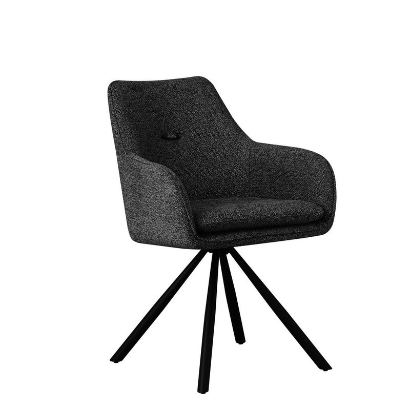 Zestaw 2 obrotowych krzeseł do jadalni z włókna syntetycznego, kolor czarny