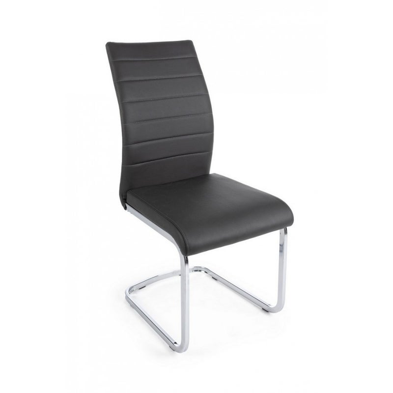 Zestaw 4 krzeseł do jadalni ze skóry ekologicznej, ciemnoszary