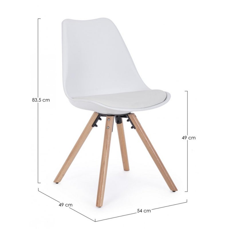 Krzesło do jadalni z drewna bukowego i polipropylenu, białe
