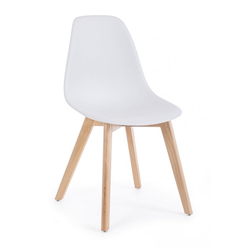 Zestaw 6 krzeseł do jadalni z drewna bukowego i polipropylenu, kolor biały