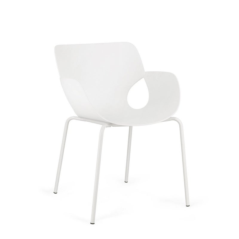 Zestaw 2 krzeseł do jadalni ze stali i białego polipropylenu