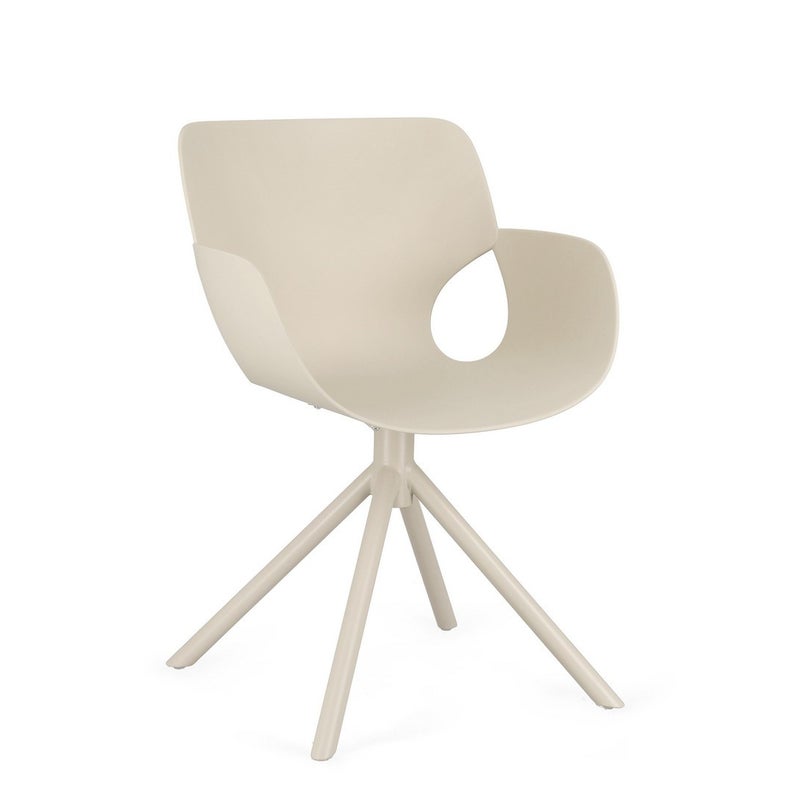 Zestaw 2 beżowych krzeseł do jadalni ze stali i polipropylenu