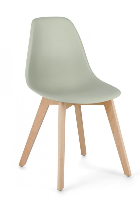 Zestaw 2 krzeseł do jadalni z drewna bukowego i polipropylenu, kolor zielony