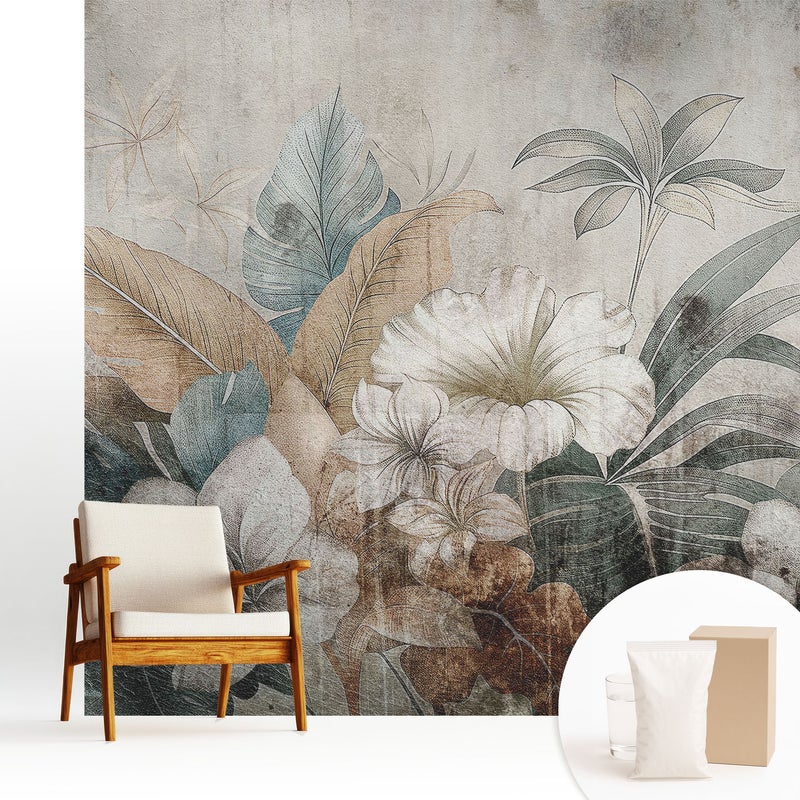 Tapeta dekoracyjna flizelinowa stylowa elegancka nowoczesny motyw trwała i odporna - Rustykalna kwiatowa kompozycja marzeń - 250x250