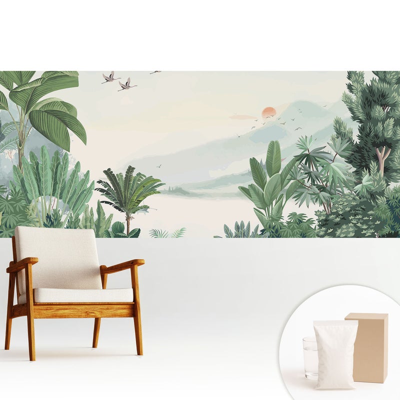 Tapeta dekoracyjna z flizeliny nowoczesny motyw elegancka stylowa łatwa aplikacja - Egzotyczna dżungla pejzaż natura - 250x104