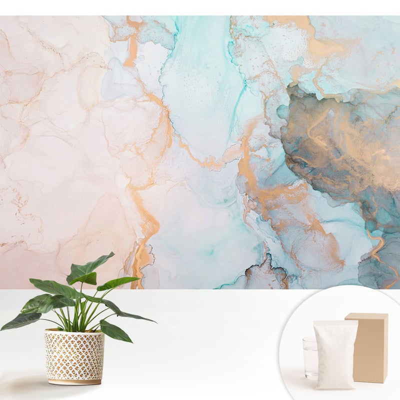 Tapeta dekoracyjna flizelinowa elegancka nowoczesny motyw stylowa praktyczna powierzchnia - Barwy nieba i ziemi w płynnej abstrakcji - 152x104