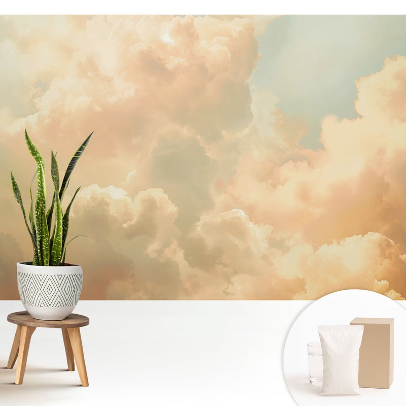 Tapeta z flizeliny elegancka dekoracyjna nowoczesny motyw stylowa powierzchnia wysoka jakość - Pastelowe chmury marzenia spokój - 208x146