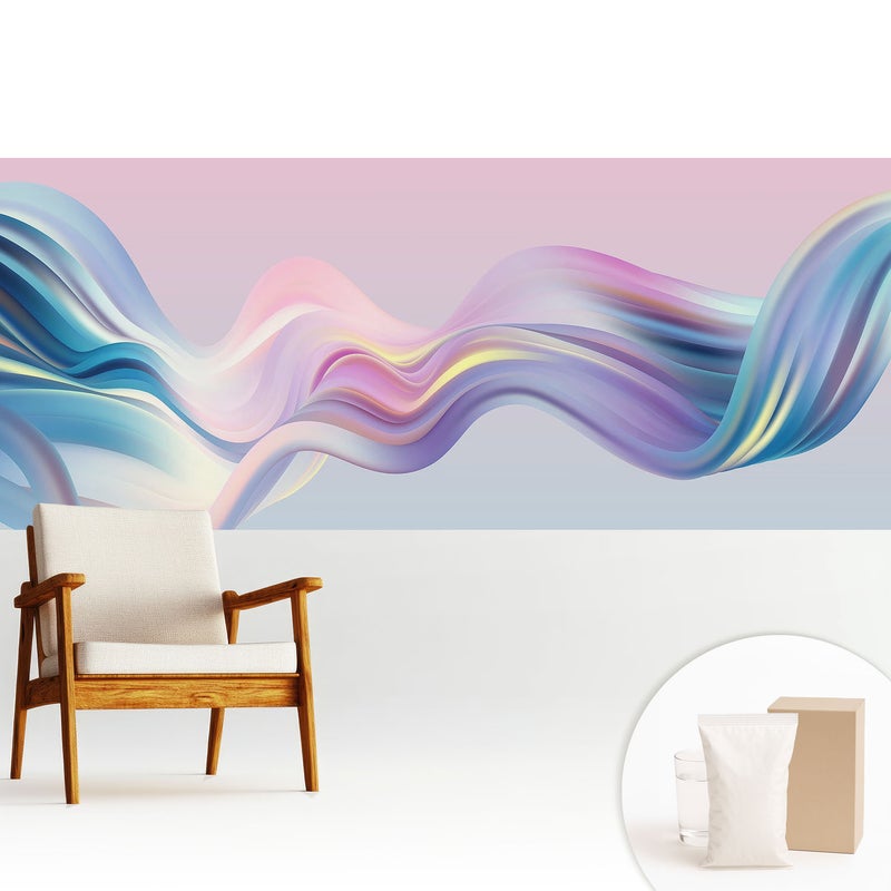 Tapeta flizelinowa nowoczesna dekoracyjna elegancka stylowa trwała i łatwa w montażu - Pastelowa abstrakcja fal - 250x104