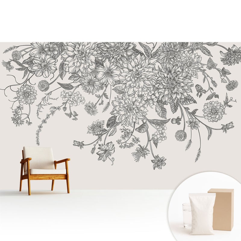 Tapeta flizelinowa stylowa dekoracja ściany elegancka nowoczesna trwała i praktyczna - Kwiaty elegancja harmonia natury - 416x254