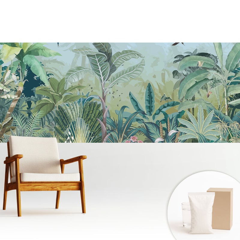 Tapeta flizelinowa elegancka dekoracyjna stylowa nowoczesny motyw trwała powierzchnia - Egzotyczna dżungla pełna zieleni - 250x104