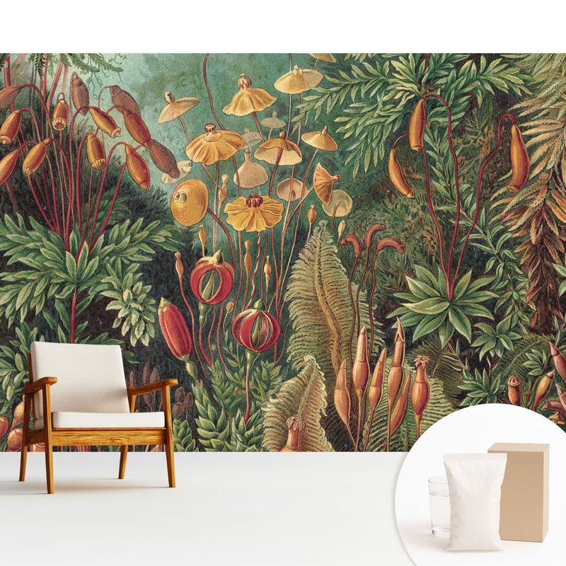 Tapeta dekoracyjna z flizeliny stylowa nowoczesny motyw elegancka powierzchnia odporna - Egzotyczna roślinność w harmonijnej kompozycji - 312x219