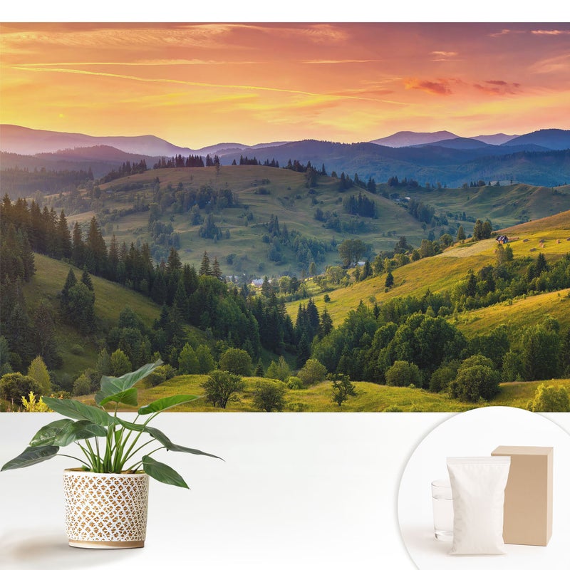 Tapeta z flizeliny elegancka dekoracyjna stylowa nowoczesny motyw łatwy montaż - Malownicze wzgórza górskiego pejzażu - 152x104
