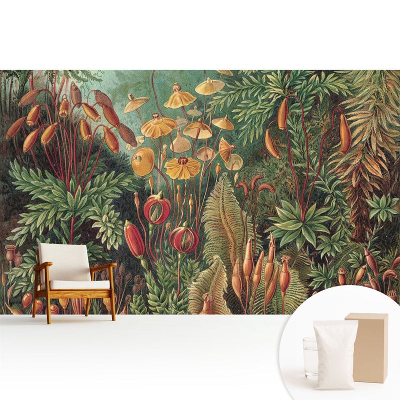 Tapeta dekoracyjna z flizeliny stylowa nowoczesny motyw elegancka powierzchnia odporna - Egzotyczna roślinność w harmonijnej kompozycji - 416x254