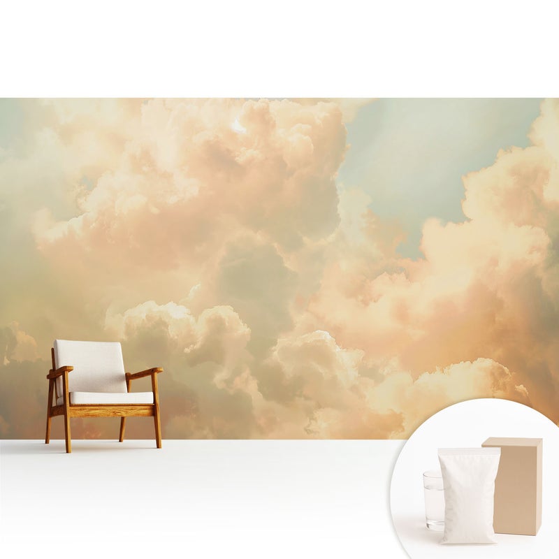 Tapeta z flizeliny elegancka dekoracyjna nowoczesny motyw stylowa powierzchnia wysoka jakość - Pastelowe chmury marzenia spokój - 416x254