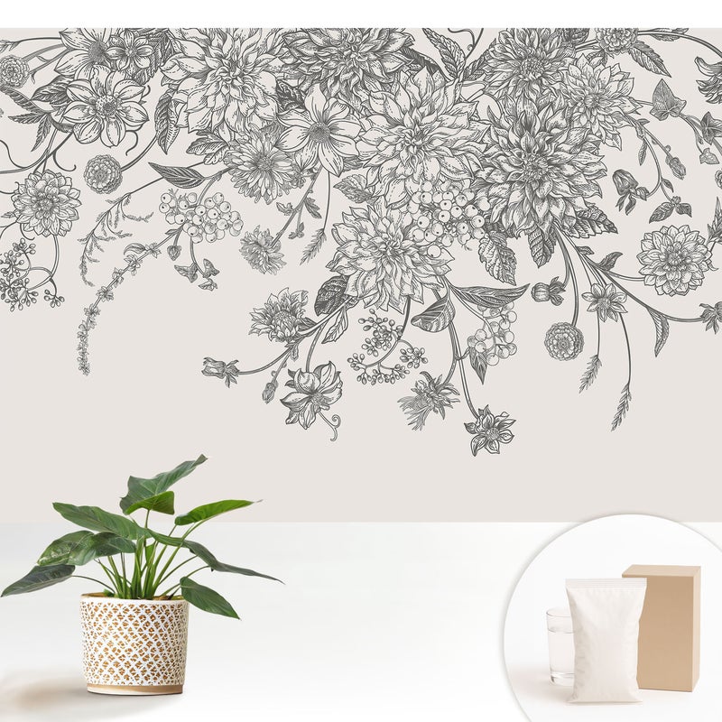 Tapeta flizelinowa stylowa dekoracja ściany elegancka nowoczesna trwała i praktyczna - Kwiaty elegancja harmonia natury - 152x104