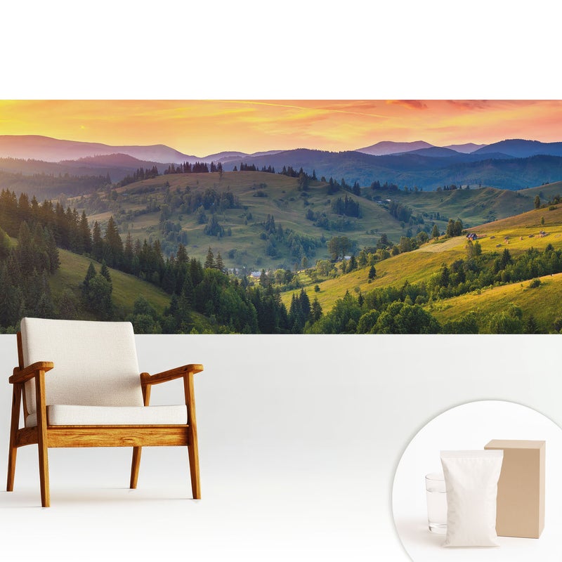 Tapeta z flizeliny elegancka dekoracyjna stylowa nowoczesny motyw łatwy montaż - Malownicze wzgórza górskiego pejzażu - 250x104