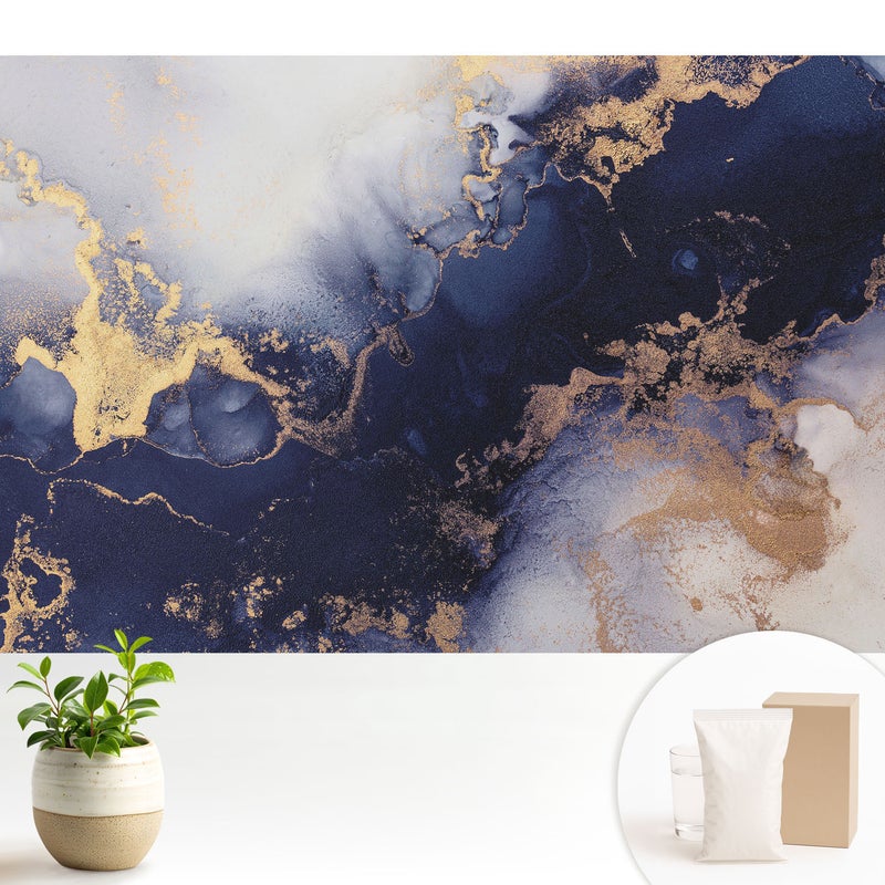 Tapeta flizelinowa stylowa dekoracja ściany elegancka trwała nowoczesny motyw - Abstrakcyjne granaty beże elegancja - 104x70