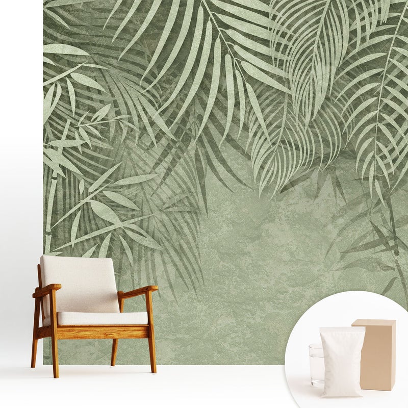 Tapeta z flizeliny dekoracyjna nowoczesna stylowa elegancka wysoka jakość powierzchni - Motywy bambusa w zielonych tonacjach - 250x250