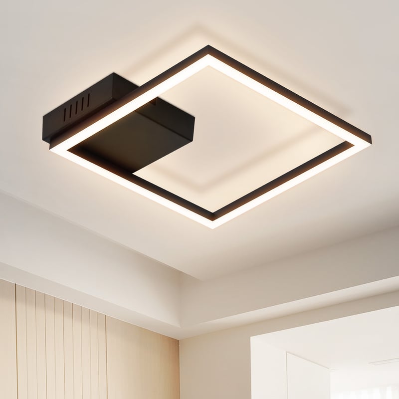 NETTLIFE Lampa sufitowa LED do kuchni czarna 12W nowoczesny design ciepła biel 3000K