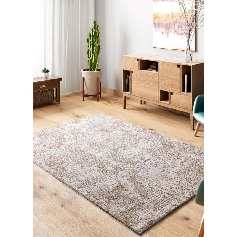 Dywan wewnętrzny prostokątny, beżowy, 77 x 150 cm, ORIS abstrakcja z reliefem - ATTICGO